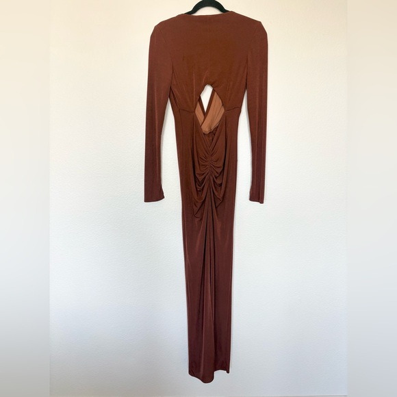 Revolve Katie May In A Mood Brown Long Sleeve Ruched Size Medium Wedding Guest - Picture 5 of 10